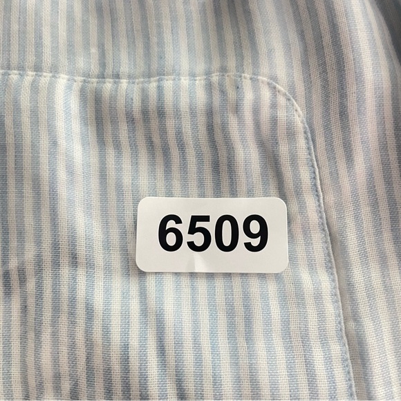 Faherty Short-Sleeve Supima Oxford Shirt Blue White Classic Stripe 26509 - Picture 6 of 8